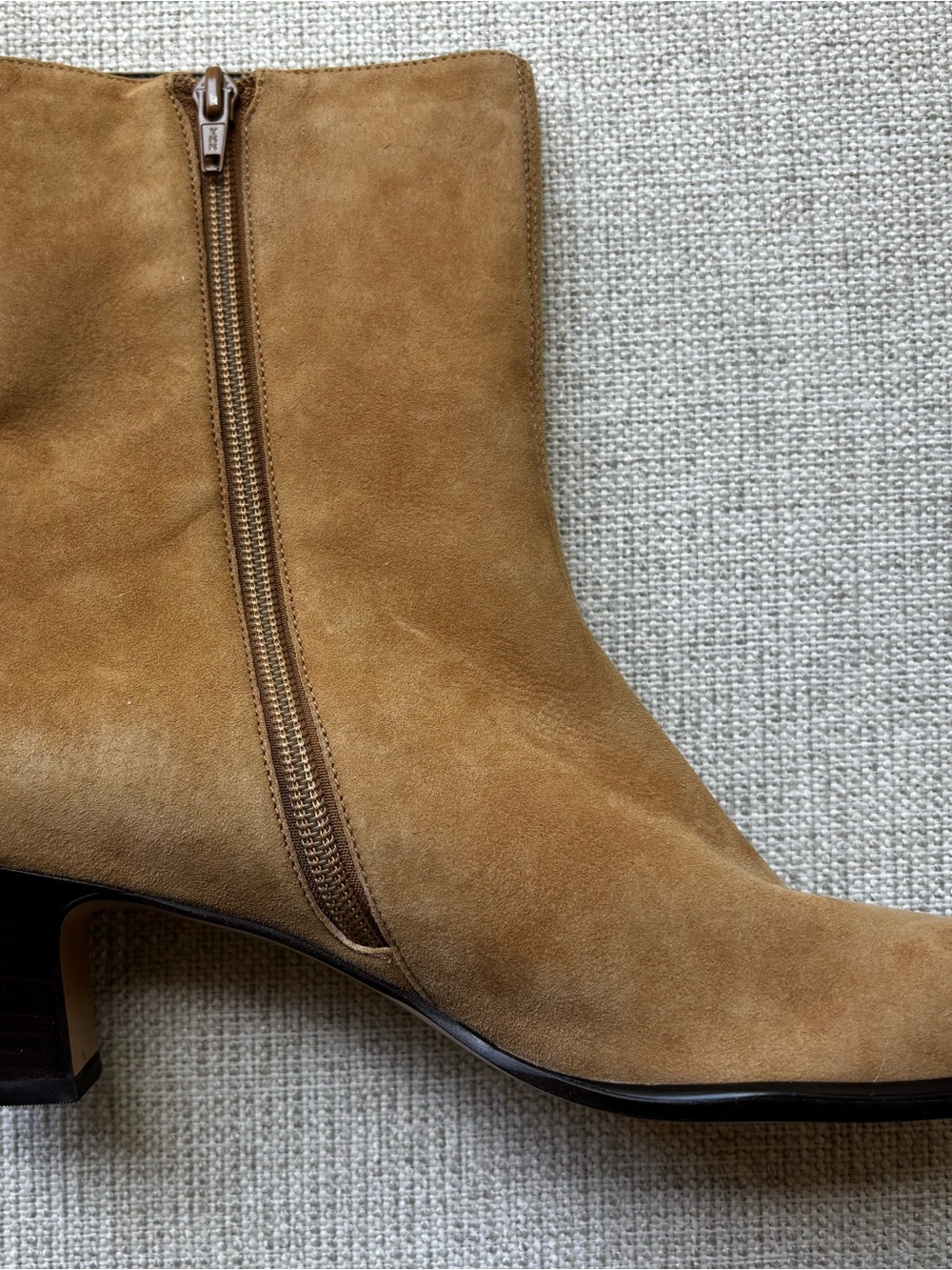 Etienne Aigner Tan Suede Block-Heel Ankle Boot - Picture 2 of 9